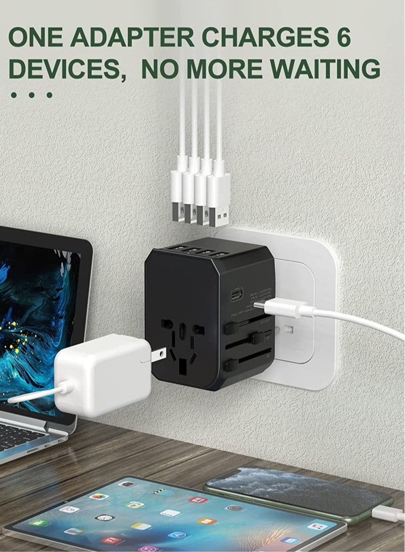 ELTRAZONE Universal Travel Adapter with 4 Ultra-Fast USB Port and 1 Ultra-Fast USB Type C Port and Power Socket Worldwide Plugs  - Image 3