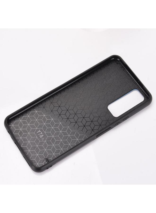 زبون جراب لهاتف Huawei Y7a / P Smart 2021 مقاوم للصدمات بنمط جلد البقر المخيط من مادة PC + PU + TPU - Image 4