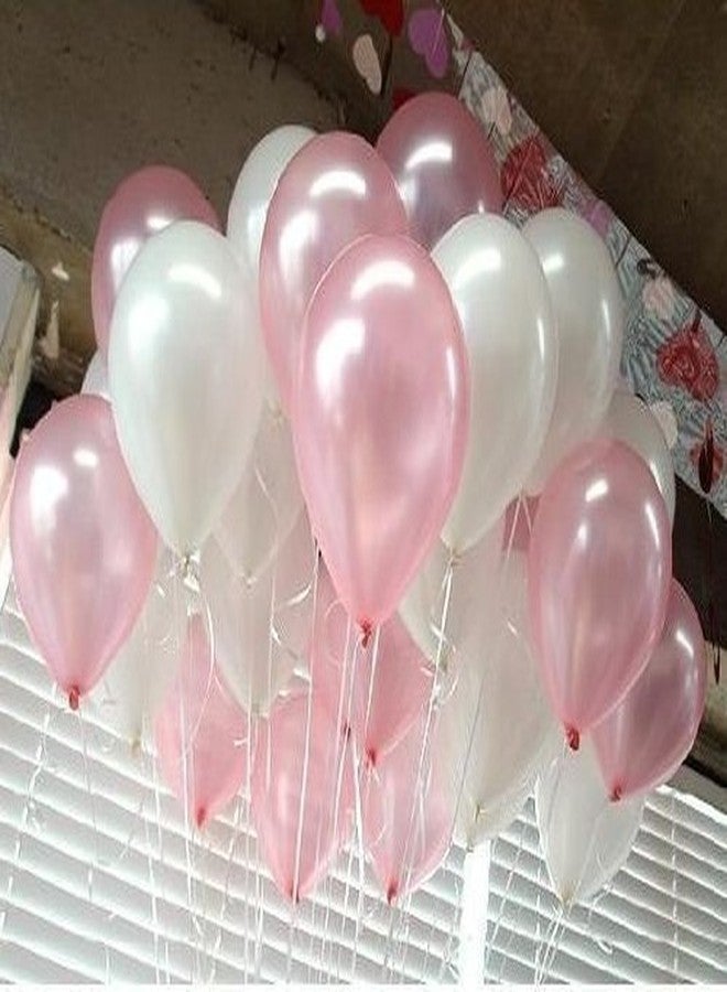 تريشرا بالونات TRISHRA Party Products ذات اللمسة المعدنية عالية الوضوح لتزيين حفلات أعياد الميلاد/الذكرى السنوية، عبوة من 50 بالونًا باللون الوردي الفاتح والوردي الداكن والأبيض - Image 5