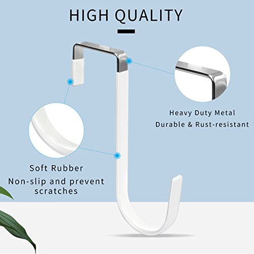 FYY Over The Door Hooks, 4 Pack Hangers Hooks with Rubber Prevent Scratches Heavy Duty Organizer for Living Room, Bathroom, Bedroom, Kitchen Hanging Clothes, Towels, Hats, Coats, Bags White - Image 3