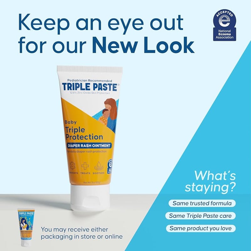 Triple Paste Diaper Rash Cream for Baby - 3 oz Tube - Zinc Oxide Ointment Treats, Soothes and Prevents Diaper Rash - Pediatrician-Recommended Hypoallergenic Formula with Soothing Botanicals - Image 2