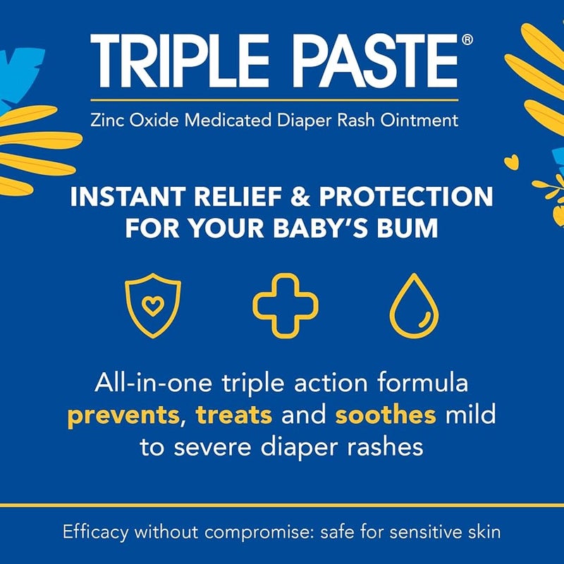 Triple Paste Diaper Rash Cream for Baby - 3 oz Tube - Zinc Oxide Ointment Treats, Soothes and Prevents Diaper Rash - Pediatrician-Recommended Hypoallergenic Formula with Soothing Botanicals - Image 4