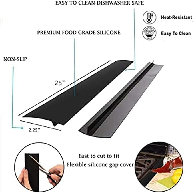 REEDTOCK Stove Gap Covers (2 Pack), Easy to Clean Gap Fillers Between Counters and Stovetops, Oven, Washerï¼ŒFurniture Easy to Install Heat Resistant, Black 25 Inches - Image 3