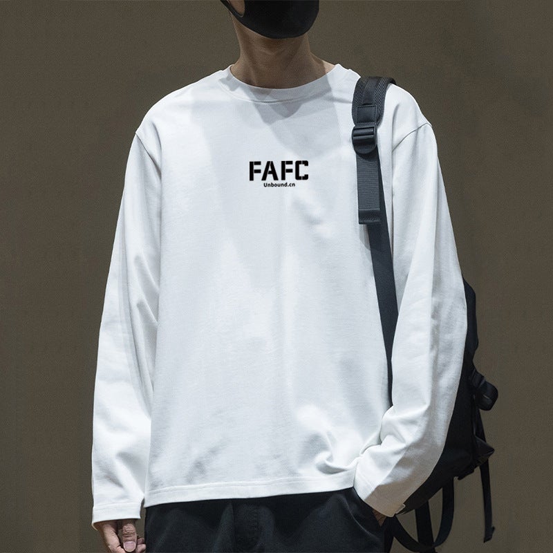 British heavy cotton 2023 autumn and winter new long-sleeved T-shirt men's casual printed T-shirt top men - Image 2