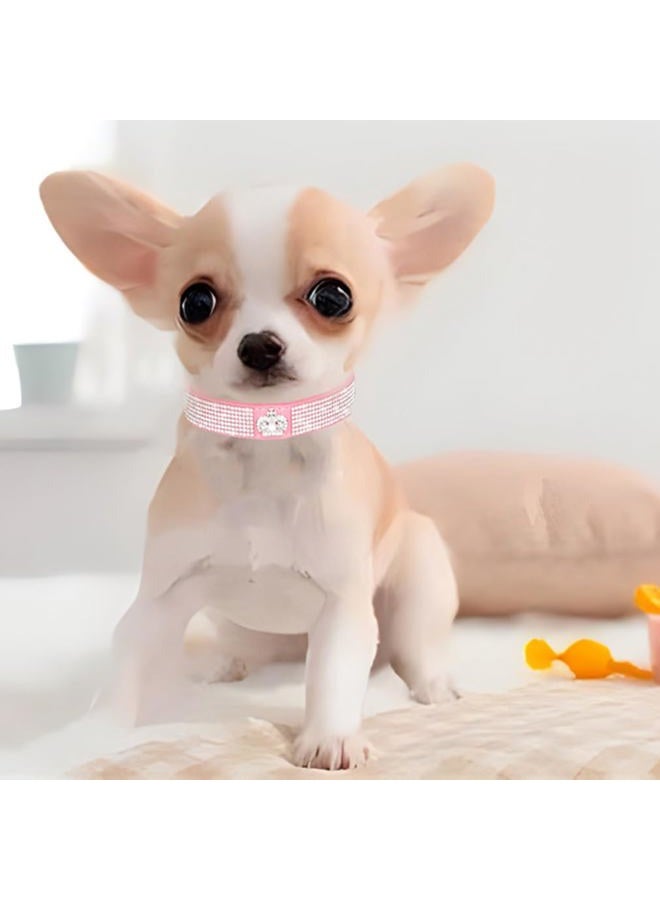 WeimoMonkey Bling Dog Collars for Small Dogs, XS Dog Collar Girl, Rhinestone Puppy Collar Diamond Bling Pretty Jewel Glitter Sparkly Cat Pet for XXS Xs Small Medium Female Dogs Kitten,Crown Pink Extra Small - Image 2