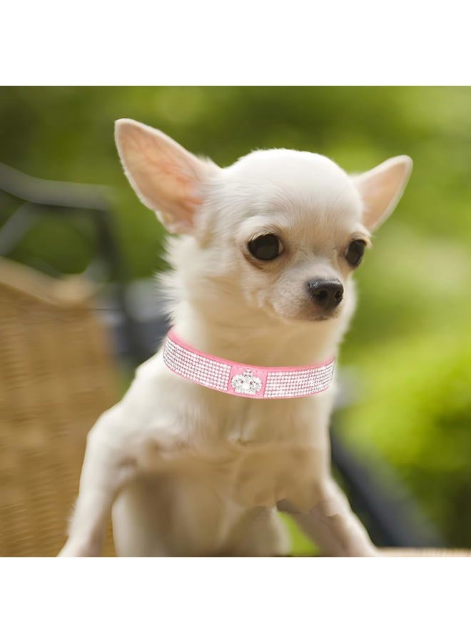 WeimoMonkey Bling Dog Collars for Small Dogs, XS Dog Collar Girl, Rhinestone Puppy Collar Diamond Bling Pretty Jewel Glitter Sparkly Cat Pet for XXS Xs Small Medium Female Dogs Kitten,Crown Pink Extra Small - Image 3