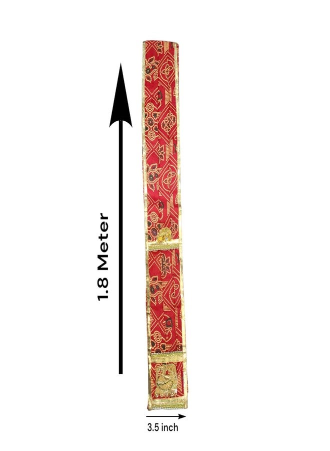 BANI THANI® Gharjoda (घरजोड़ा) For Tying Knot with Bride & Groom for 7 Pheras In Wedding Rituals, Red Colour, 1.8 Meter Long Cotton Fabric Duppta, Bhandhani Print Gharjoda - Image 3