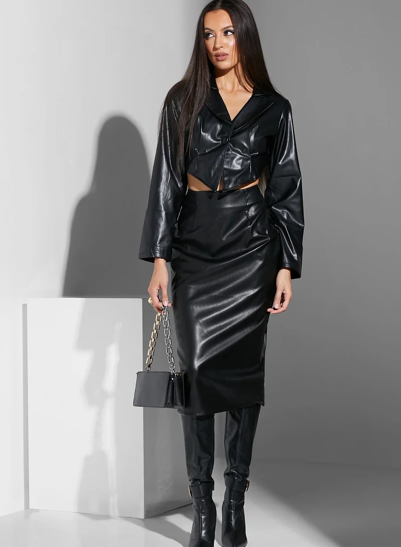 Namshi x Renee 11:11 Cropped Leather Blazer