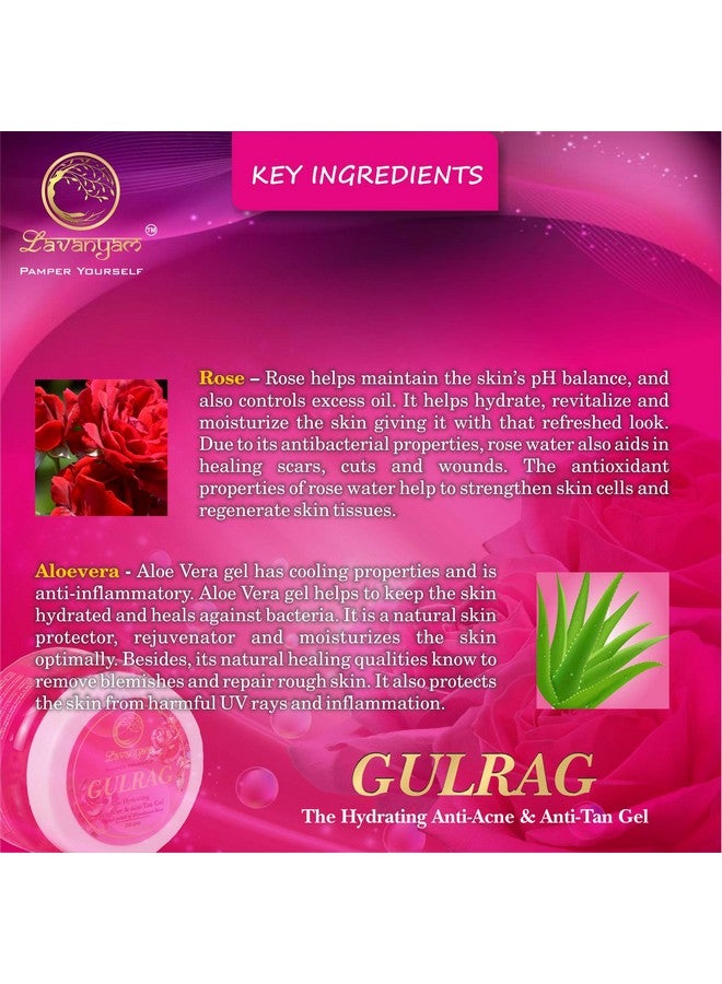 Lavanyamâs GULRAG - The Hydrating Anti-Acne & Anti-Tan Gel with 100% Pure Natural Aloevera & Fresh Rose Petals- Ideal for Skin, Face, Acne Scars, Hair Care, Moisturizer & Dark Circles (200 Grams) - Image 4