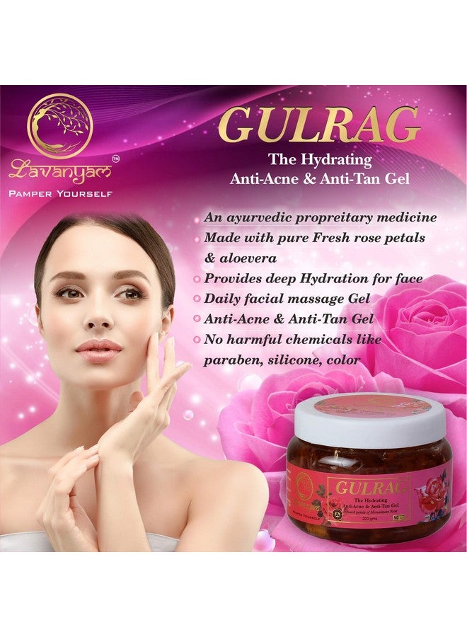 Lavanyamâs GULRAG - The Hydrating Anti-Acne & Anti-Tan Gel with 100% Pure Natural Aloevera & Fresh Rose Petals- Ideal for Skin, Face, Acne Scars, Hair Care, Moisturizer & Dark Circles (200 Grams) - Image 3