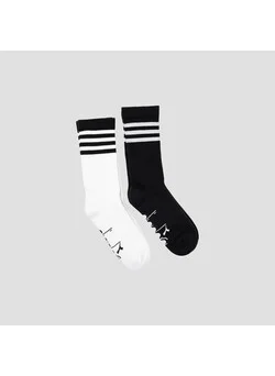 DIADORA 2 Pack Striped Crew Socks M Black and White Men's 2-Piece Socks - D202531-955
