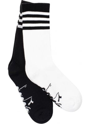 DIADORA 2 Pack Striped Crew Socks M Black and White Men's 2-Piece Socks - D202531-955  - Image 3