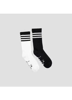 DIADORA 2 Pack Striped Crew Socks M Black and White Men's 2-Piece Socks - D202531-955  - Image 2