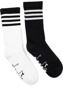 DIADORA 2 Pack Striped Crew Socks M Black and White Men's 2-Piece Socks - D202531-955  - Image 4