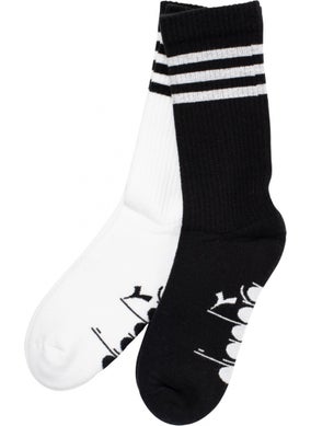 DIADORA 2 Pack Striped Crew Socks M Black and White Men's 2-Piece Socks - D202531-955  - Image 5