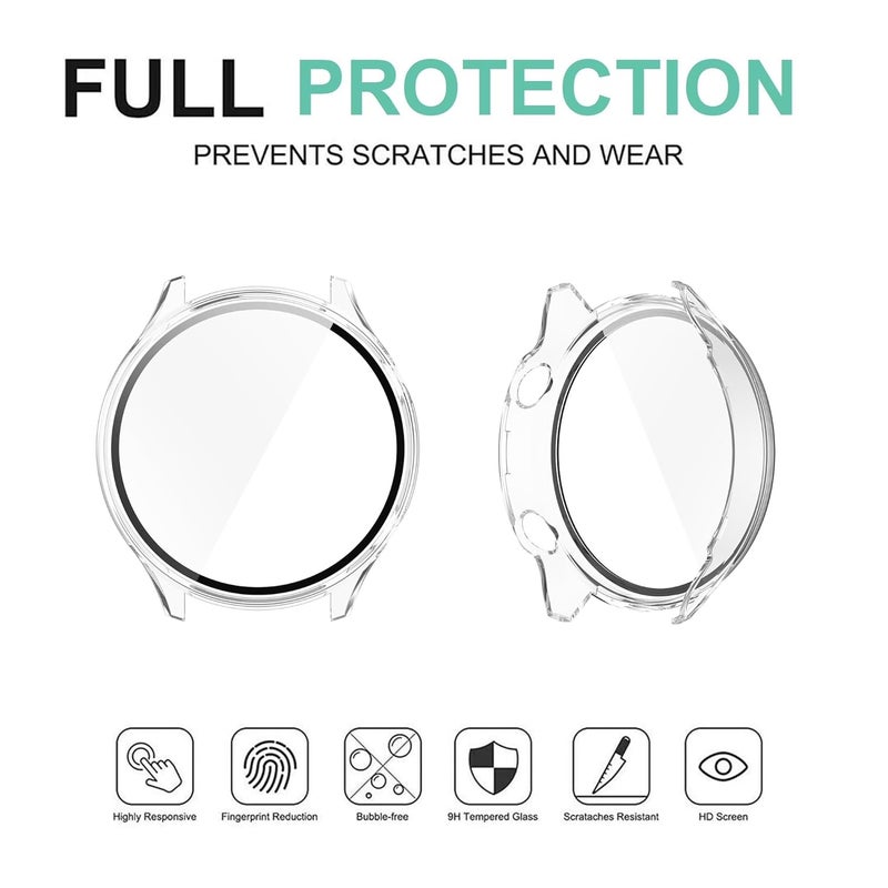 Wisely Electroplate Shine Full Protective Slim Bumper Tempered Glass Case Cover Compatible with OnePlus Watch 2R, Crystal Clear - Image 4