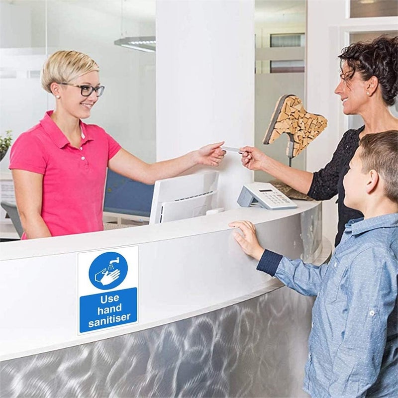 Luckam Please Use Hand Sanitiser Sign, 150mm x 200mm Self Adhesive Vinyl Sticker The clearest Sanitise your hands Safety Sign, Health and Safety Signs - Image 4