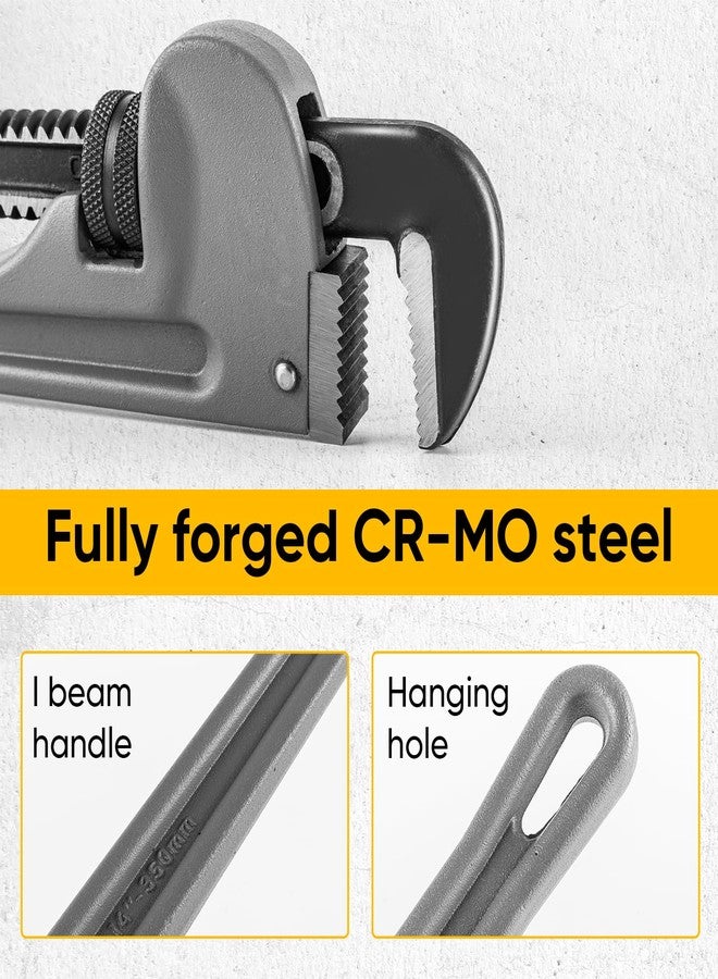 deli 3-Piece Heavy Duty Aluminum Pipe Wrench Set, 10" 14" 18" Adjustable Pipe Wrench Set with Tool Bag, Professional Plumbing wrench Set, for Pipe, Home, Vehicle repair - Image 3