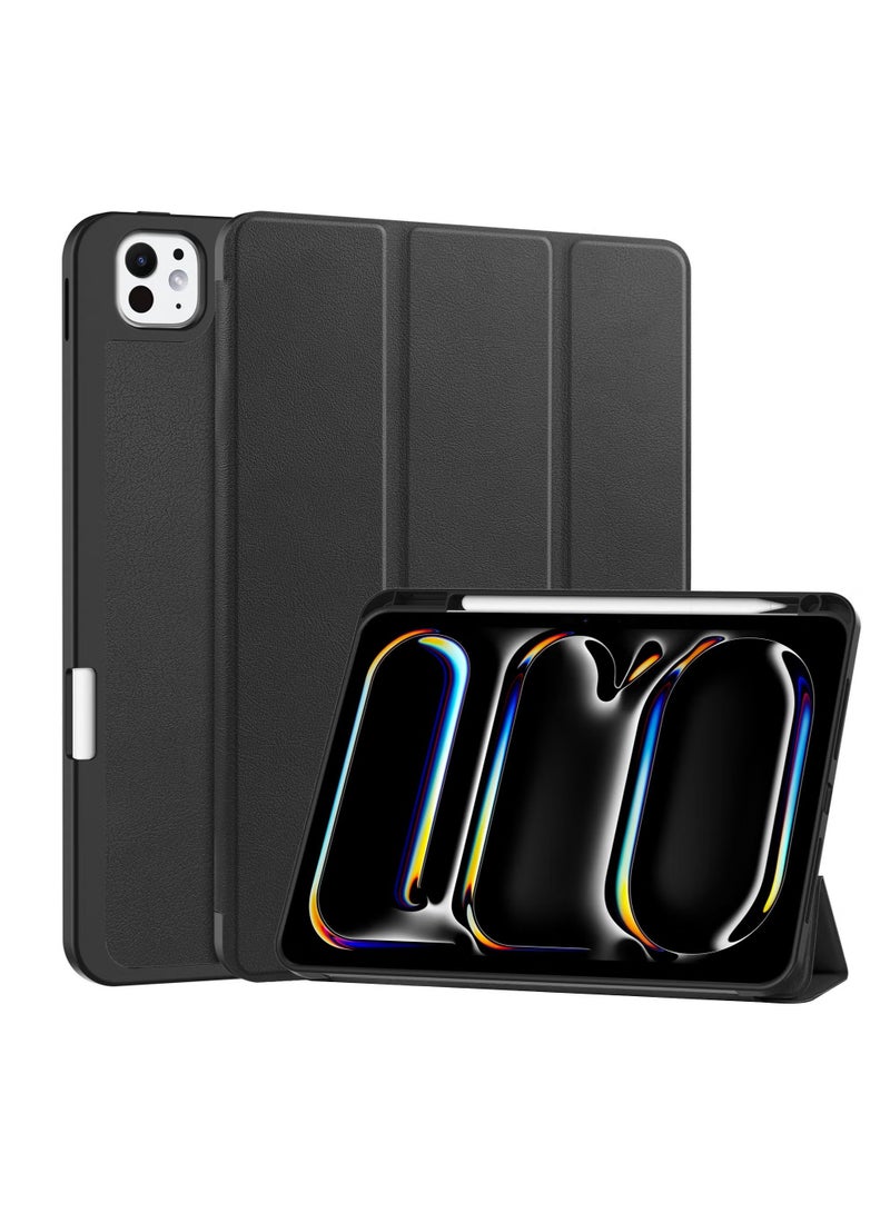كفر ايباد برو 11 بوصة 2024 M4 مع حامل قلم ذكي ،غطاء ذكي رفيع بمسند اغلاق/تشغيل الشاشة تلقائي ، أسود - Image 1