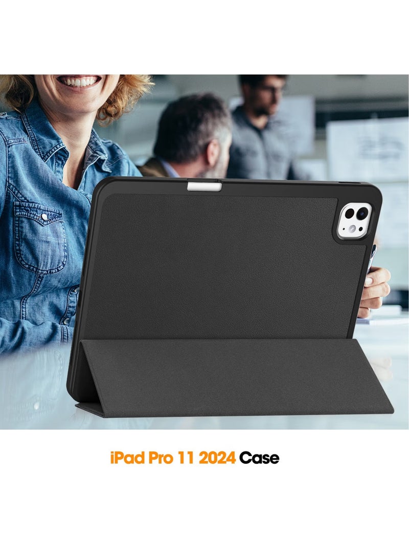 كفر ايباد برو 11 بوصة 2024 M4 مع حامل قلم ذكي ،غطاء ذكي رفيع بمسند اغلاق/تشغيل الشاشة تلقائي ، أسود - Image 5