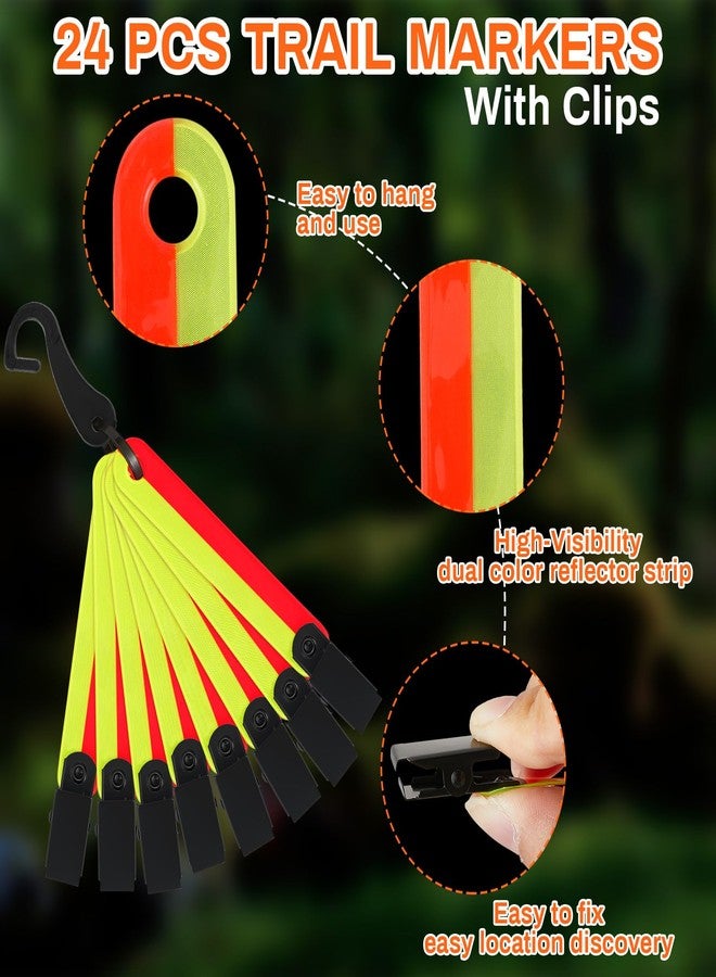 Copkim 24/48/72/96 Pcs Trail Markers for Hunting Reflective Trail Markers High Visibility Tree Reflectors with Clips Glow in the Dark Reflective Tags for Tree Stand Hunting Hiking Camping(24 Pcs) - Image 3