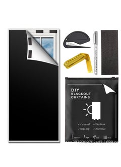 MissTiara Portable blackout curtains with self-adhesive tape, cuttable sun protection curtains for bedrooms, living rooms, bathrooms and lofts, blackout curtains, 145 cm wide, 300 cm long, including complete cutting tool  - Image 1
