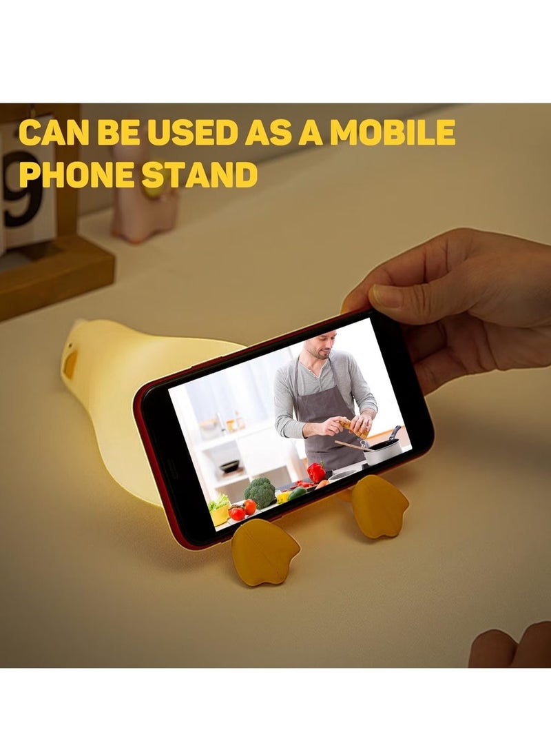 Raxoom Duck Lamp Lying Flat Duck Night Light for Kids, 3-Speed Adjustable Light, Smart Bedside Lamp with Flap Sensor, Silicone Rechargeable Night Warm Light, 30-Minute Timer, Soft and Safe Lighting for Children's Room - Image 4