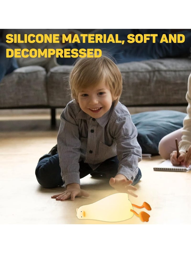 Raxoom Duck Lamp Lying Flat Duck Night Light for Kids, 3-Speed Adjustable Light, Smart Bedside Lamp with Flap Sensor, Silicone Rechargeable Night Warm Light, 30-Minute Timer, Soft and Safe Lighting for Children's Room - Image 3