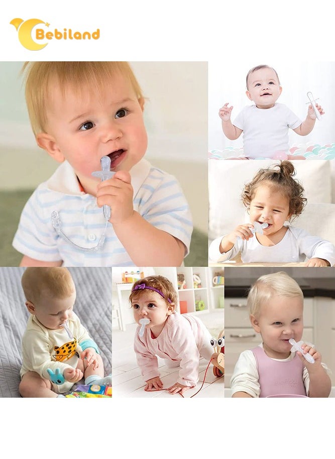 Bebiland - 2 Pack Silicone Baby Teether with 2 Anti-Lost Chain, Baby Teething Toys Suitable for Babies from 3 Months Old - Image 1