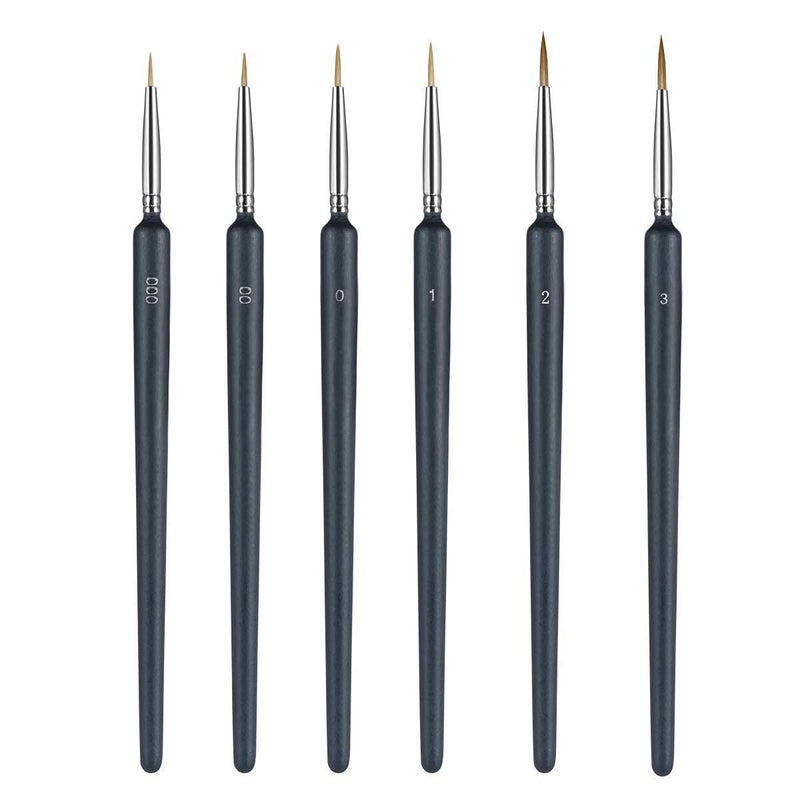 Anezus 6 Pcs Painting Brushes Set for Fine Detailing，Professional Fine Tip Paint Brush Set，Thin Paint Brush and Miniature Brush Set for Detailing Painting,Detailing Acrylic Oil Watercolor Gouache (6) - Image 1