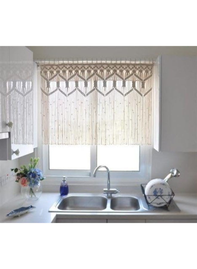 "Macrame Curtain to Decorate Your Kitchen with Artistic Touch and Natural Beauty - Size 66x68cm" - Image 1