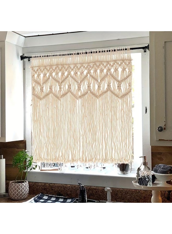 "Macrame Curtain to Decorate Your Kitchen with Artistic Touch and Natural Beauty - Size 66x68cm" - Image 3