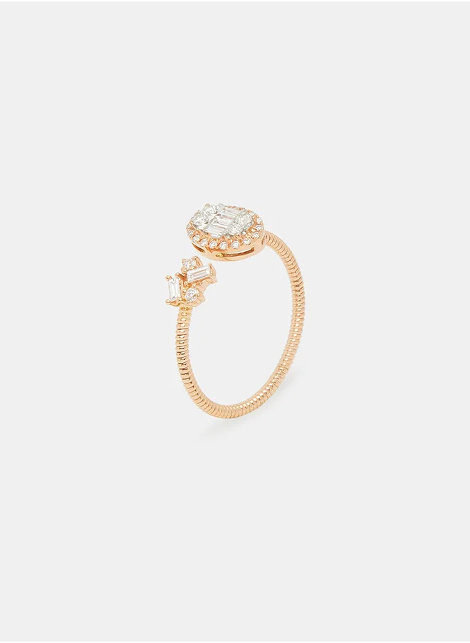 أناكا 18Kt Rose Gold Ring Studded with Natural Diamonds