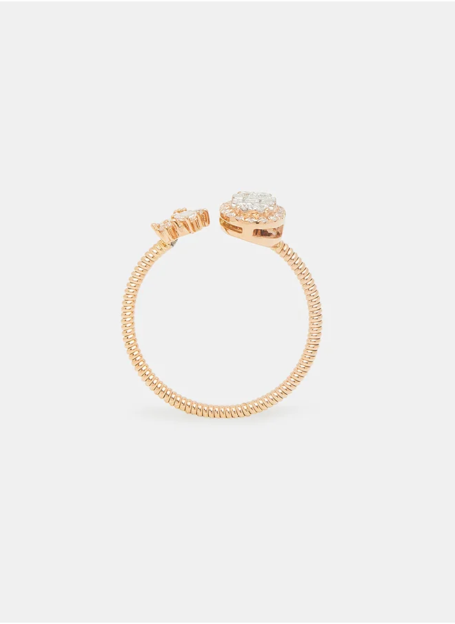 أناكا 18Kt Rose Gold Ring Studded with Natural Diamonds
