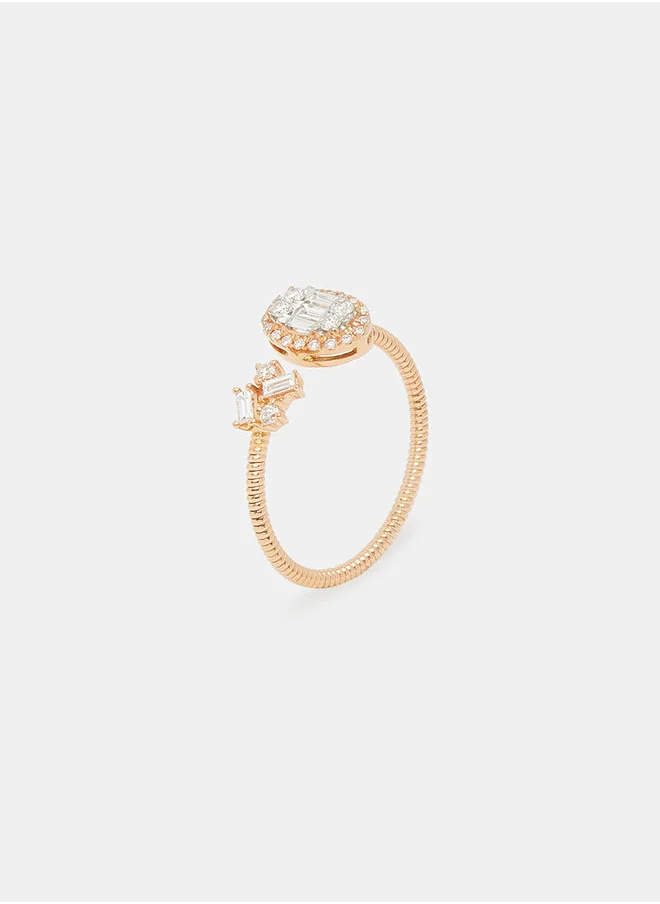 أناكا 18Kt Rose Gold Ring Studded with Natural Diamonds