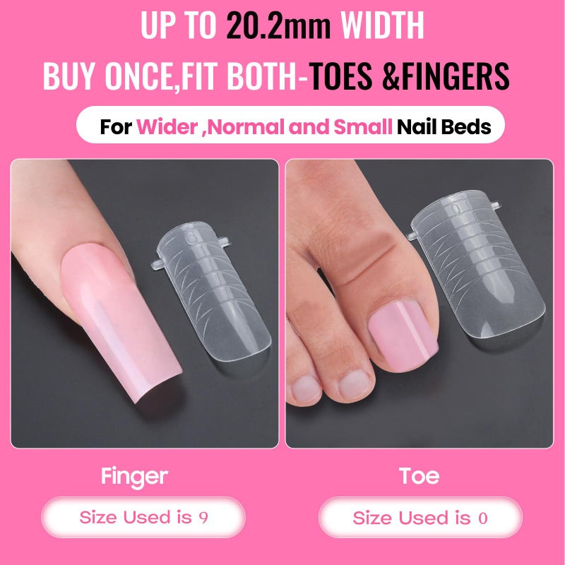 GlimightyX Straight Flat Polygel Nail Forms for Finger and Toes,GlimightyX Pre-etched No File Dual Forms Molds for Large Wider Normal Petite Finger &Toe Nail Beds,16 Sizes 000 to 13 - Image 3