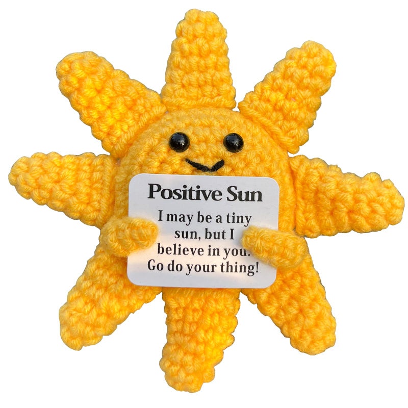 PLWalker Emotional Support Sun Gifts Crochet, Positive Sun Sunshine Cute Funny Cool Office Desk Decor Decorations for Her Women Men (1, Star) - Image 1