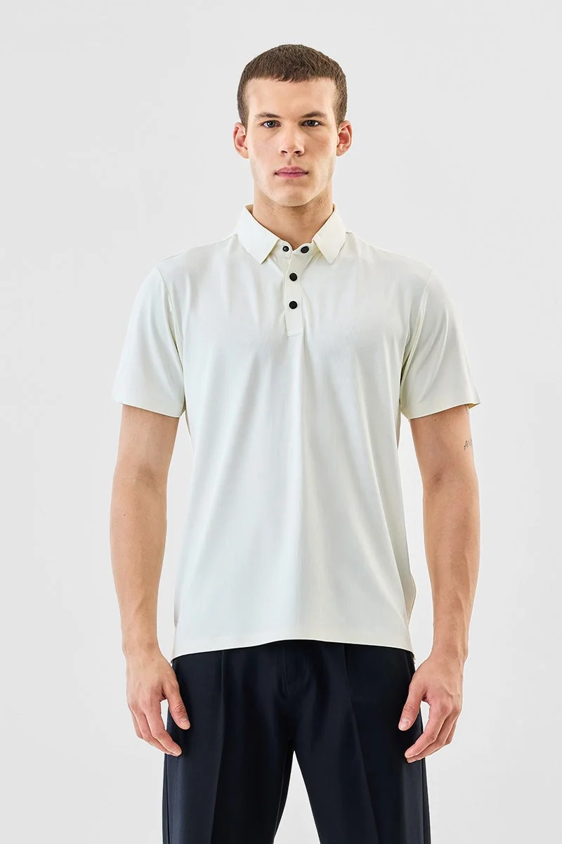 SNITCH White Solid Half Sleeve Regular Fit T-Shirt