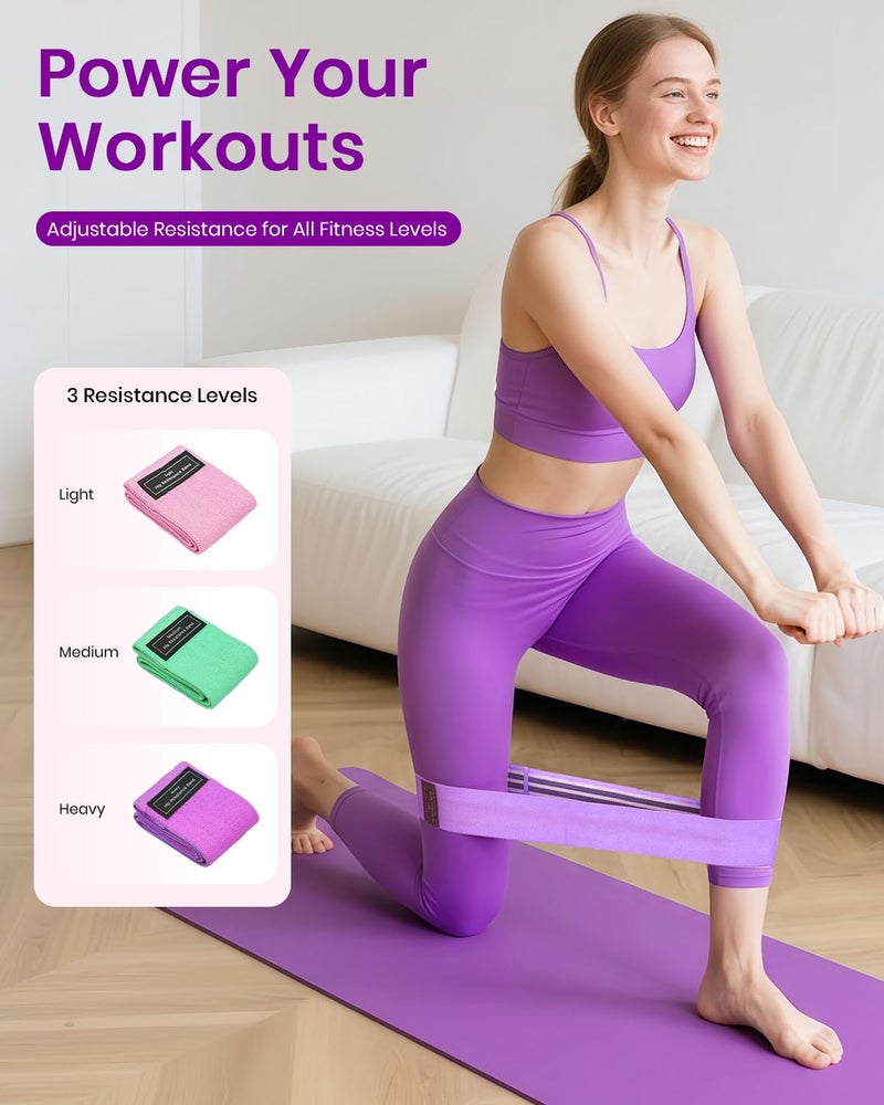 Fuelion Pilates Ring Set for Women, Home Workout Pilates Equipment with Resistance Bands, 14'' Magic Circle, Mini Ball, Pilates Starter Kit for Strength, Toning and Flexibility (Purple, Medium-Level2) - Image 5