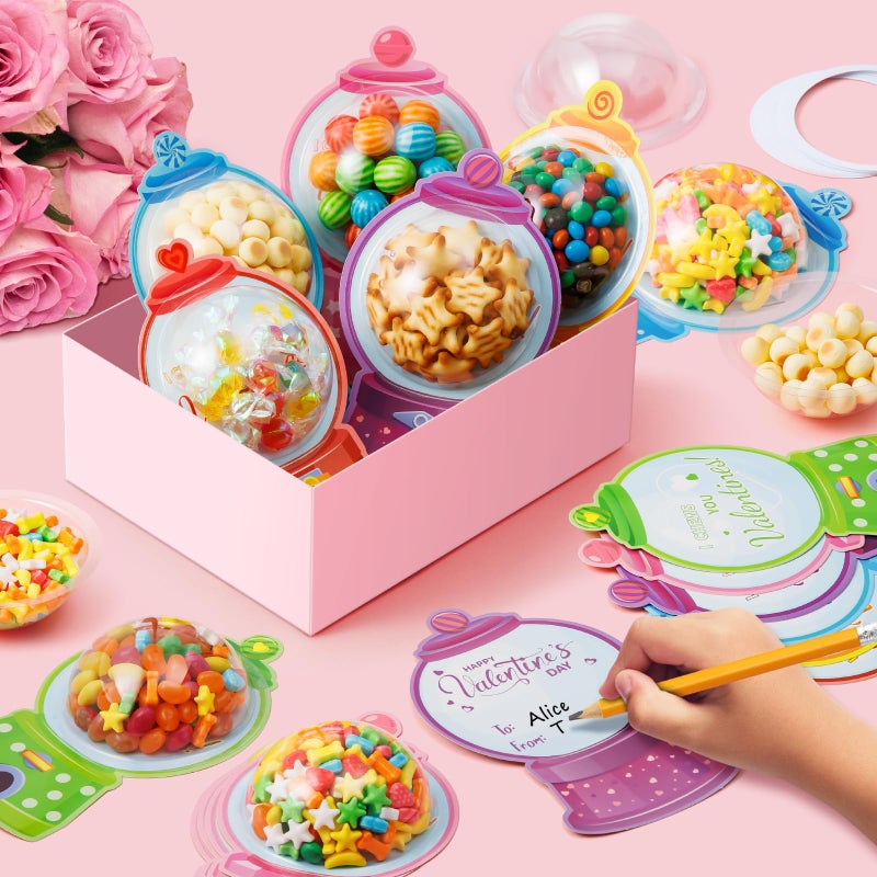 Duchong Valentines Day Cards for Kids Classroom, 48 Pack Valentines Candy Cards with Craft Treat Holder, DIY Kids Valentine's Day Exchange Gifts for Boys Girls Toddler School Rewards Party Supplies - Image 4