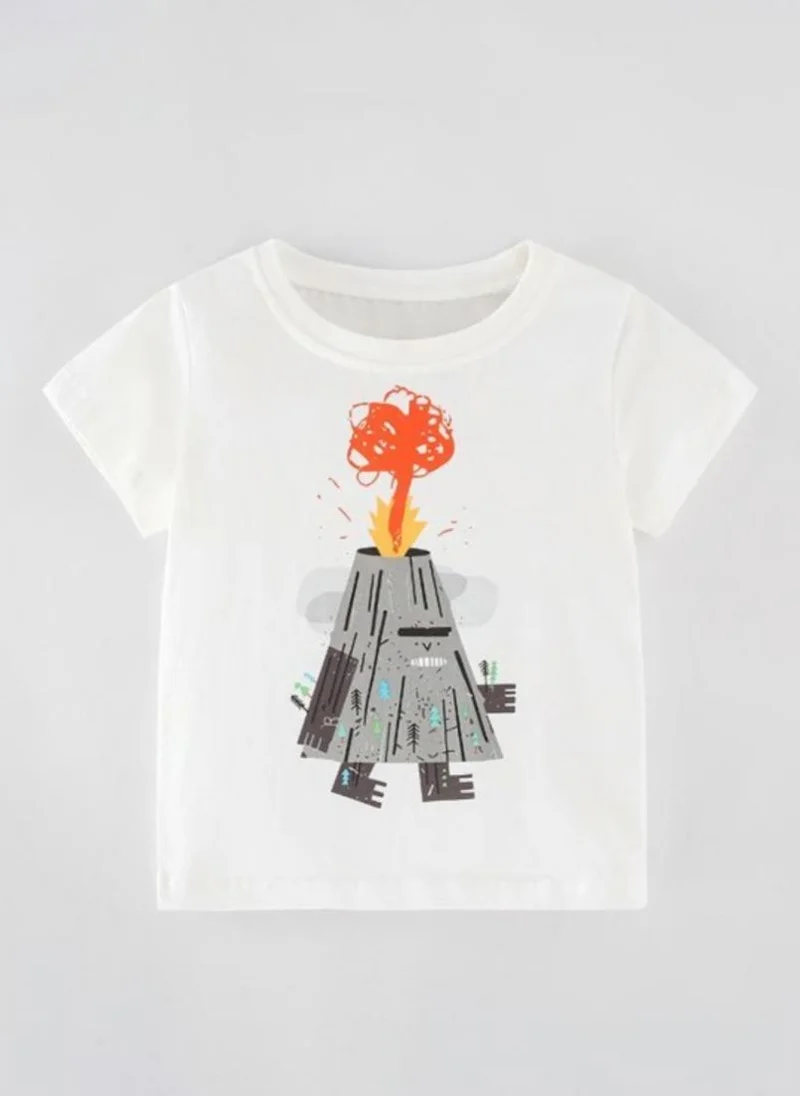 YUNIQEE White Graphic Printed Round Neck T-shirt