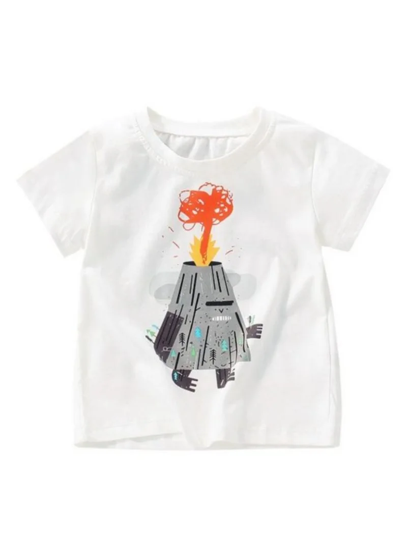 YUNIQEE White Graphic Printed Round Neck T-shirt