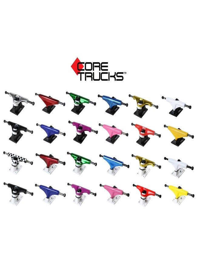 Core Skateboard Trucks 5.25 (8.0") Black/White Base, Premium Bushings - Image 1