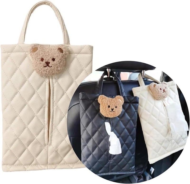 Black Hanging Car Tissue Box Holder Pouch Fun Backseat Organizer For Kids And Family - Image 3