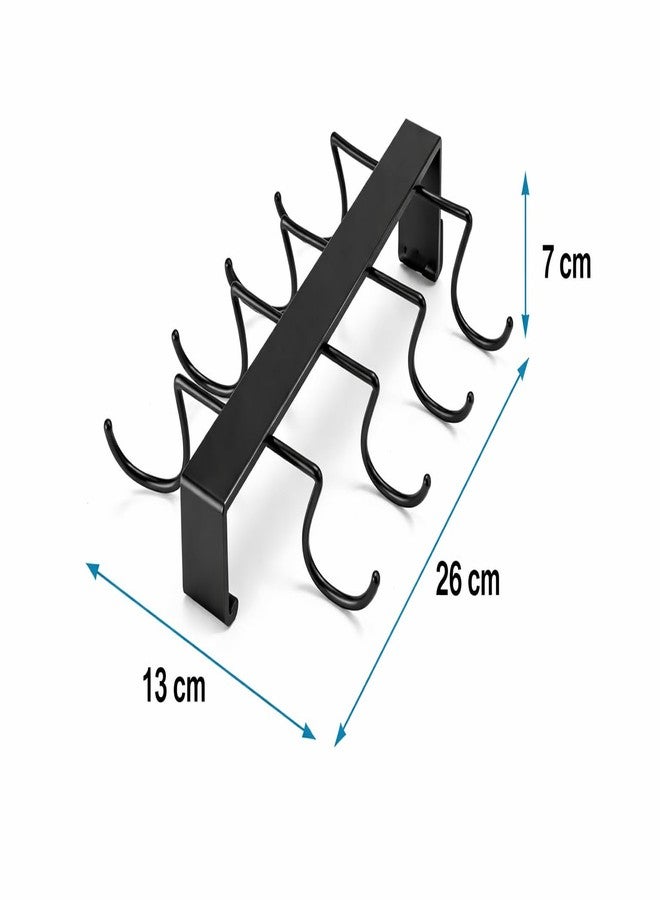 Under Shelf Mug Rack, Black, Metal, 8 Hook Cup Hanger for Kitchen Cabinet Storage,Metal Coffee Mug Holder Under Cabinet – Space Saving Cup Rack with Hooks for Kitchen Storage - Image 2
