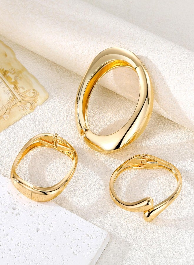 YANCHUN 2PCS Gold Bangles for Women Silver Bangle Bracelets Chunky Bangles Bracelets Non Tarnish Gold/Silver Bracelet for Women Trendy Jewelry Gift - Image 5
