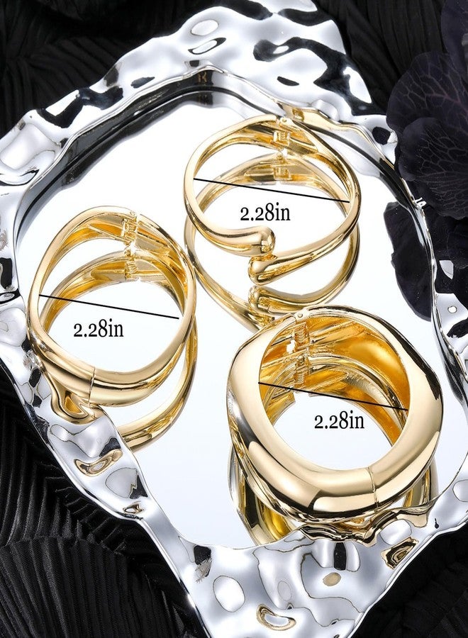 YANCHUN 2PCS Gold Bangles for Women Silver Bangle Bracelets Chunky Bangles Bracelets Non Tarnish Gold/Silver Bracelet for Women Trendy Jewelry Gift - Image 4