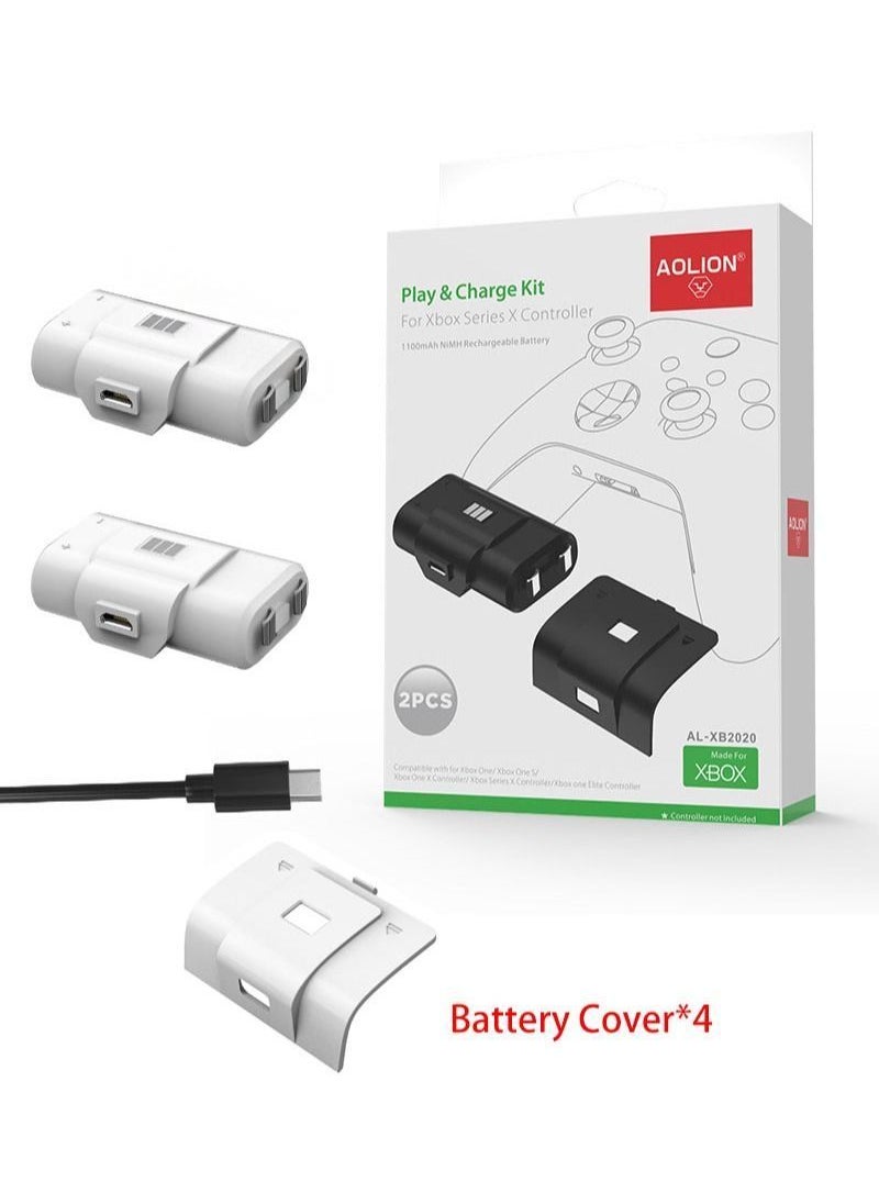 AOLION - Battery Pack Compatible with Xbox One/Xbox One S/Xbox Elite/Xbox Series S/X Gamepads, 2 Rechargeable Packs Charging Cable and 4 Covers - Image 1
