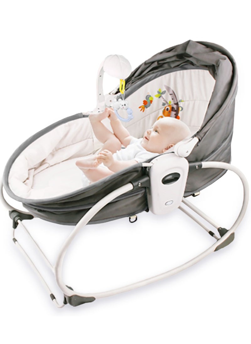 TEKNUM - 5 in 1 Cozy Rocker Bassinet with Canopy And Mosquito net - Grey - Image 1