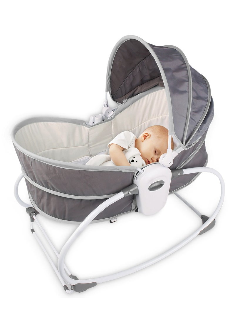 TEKNUM - 5 in 1 Cozy Rocker Bassinet with Canopy And Mosquito net - Grey - Image 1